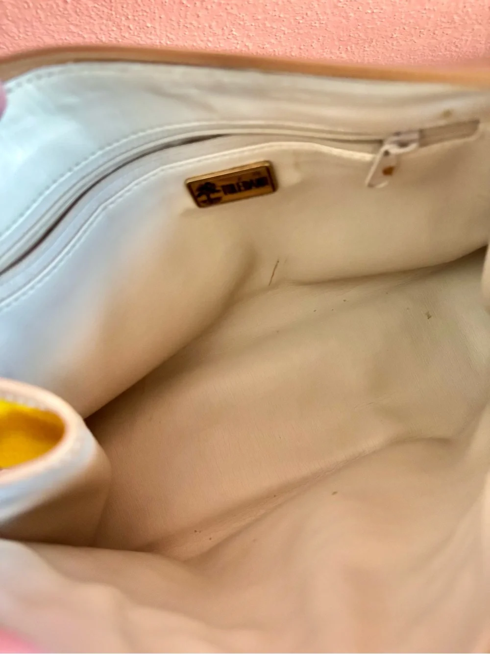 Yellow Wristlet Clutch with Brown Trim